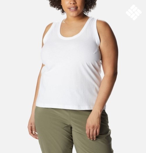 Women's Columbia Sapphire Point Tanks White | Plus Size CA-I8AC5